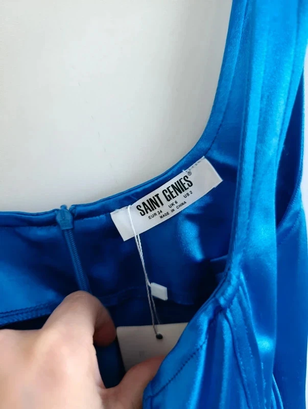 Vestido justo Saint Geniès azul elétrico brilhante T34 para festa e clube – photo 4
